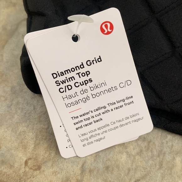 NWT Lululemon Diamond Grid swim top cups C/D black size 4 - Picture 3 of 11
